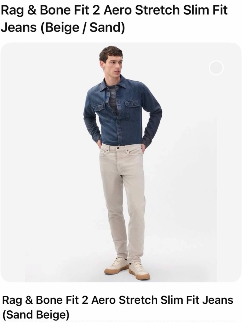 rag & bone Slim Straight-Trim Jeans in Sand Beige
